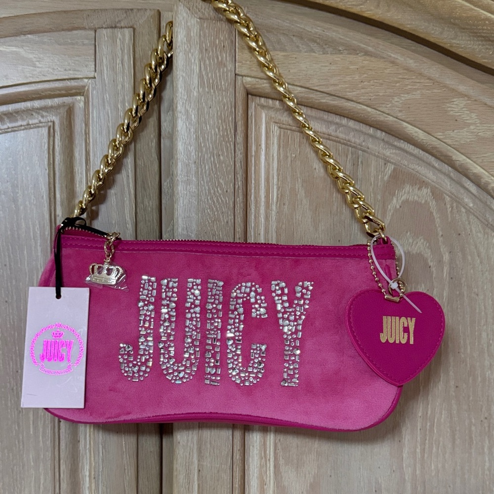 NEW Juicy Couture Fuchsia Pouch with Gold Chain
